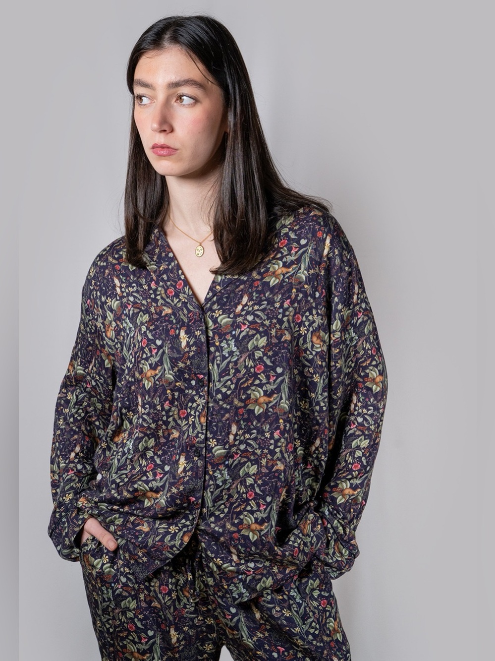 FABLE ENGLAND Wolf Garden Floral Pajamas
